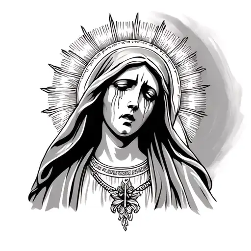 Virgin Mary crying tattoo design idea
