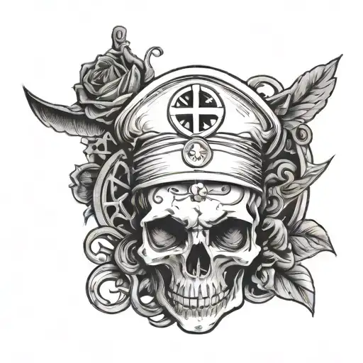 skull nurse symbol incorporated tattoo design idea