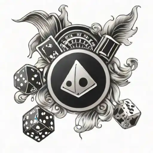 A tattoo design inspired by the concept of gambling, incorporating symbols like dice, cards, and casino chips tattoo design idea
