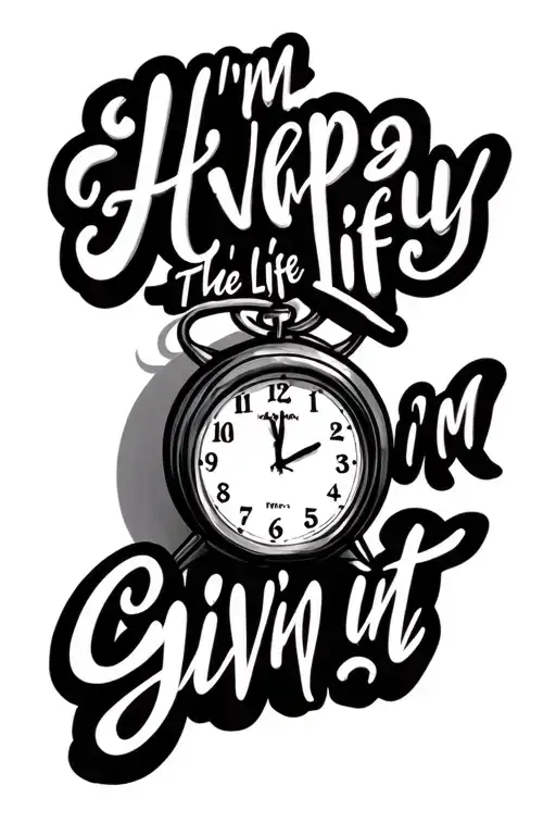 clock with happy I'm livin the life I'm givin in it  tattoo design idea