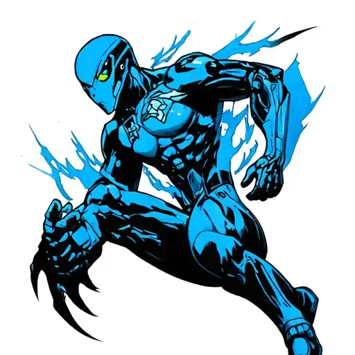 height sub zero blue black humanoid tattoo design idea