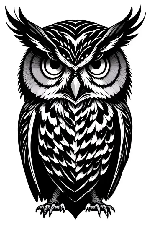a fine line owl perched symbolozing wisdom tattoo design idea