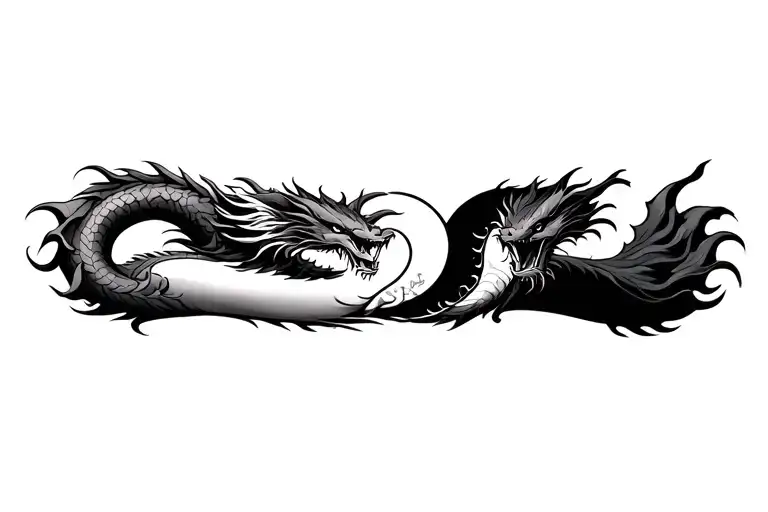 two dragons arm wrap  representing yin yang tattoo design idea
