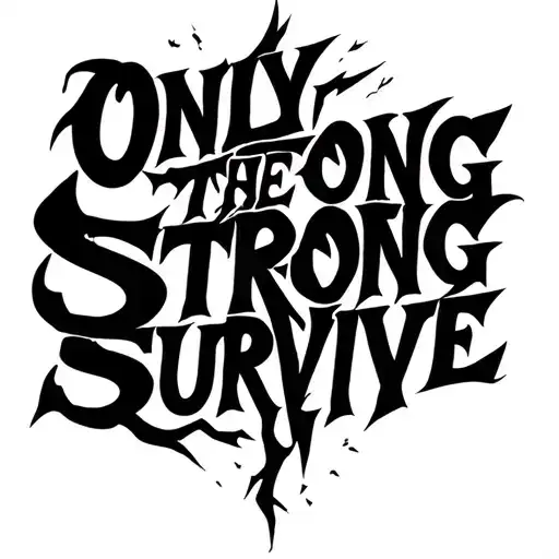 only the strong survive lettering with lightning coming out tattoo design idea