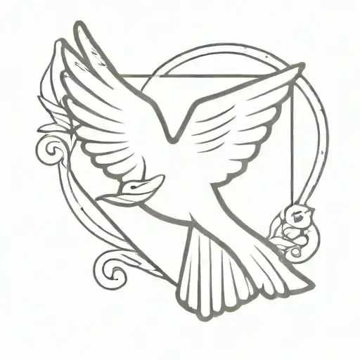 Gypsy dove holding a letter tattoo design idea