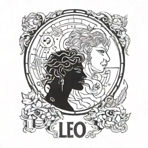 Leo and Gemini astrological signs with dates of birth tattoo design idea