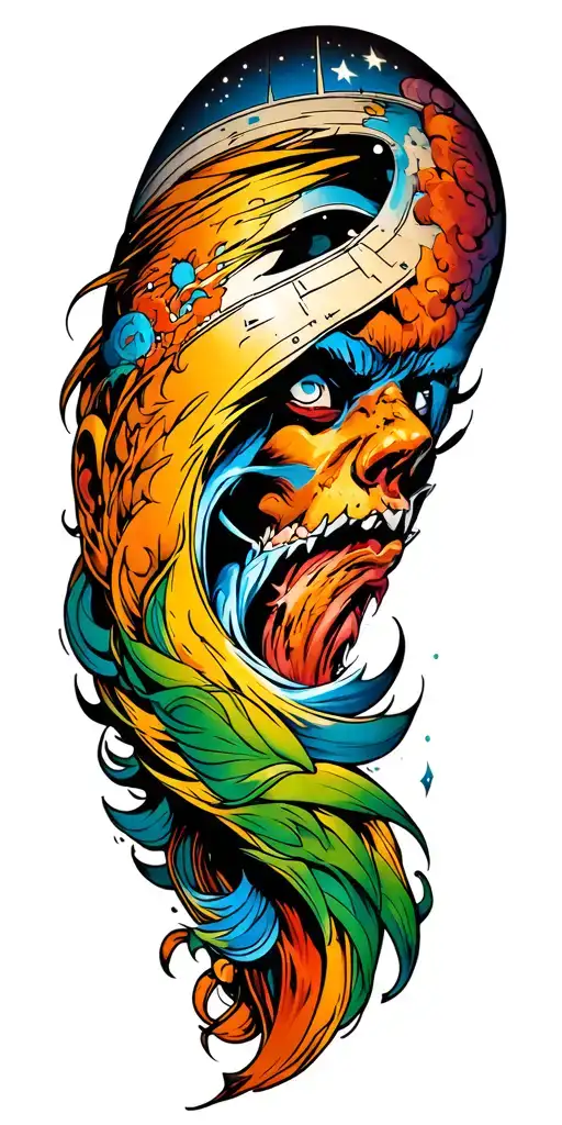 starship love tattoo design idea