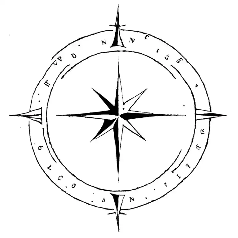 Compass tree ears tattoo design idea