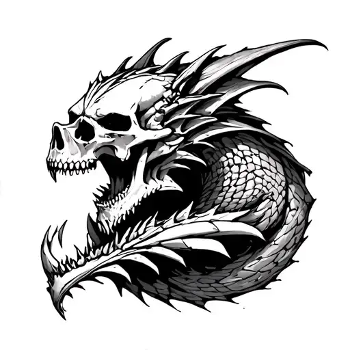 Draco and Skulls Cartoon " tattoo design idea
