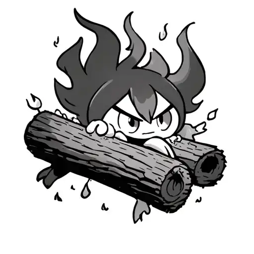 calcifer from howl's moving castle eating a log tattoo design idea