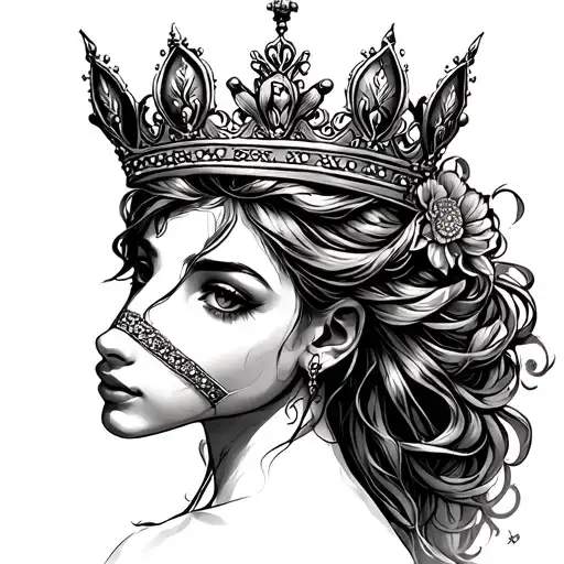 princess crown sagittarius tattoo design idea