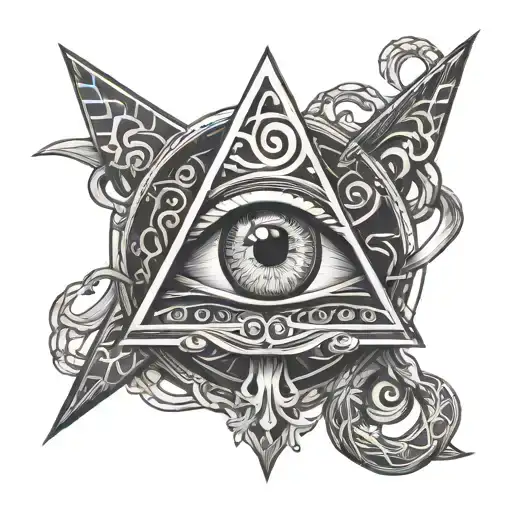 all seeing eye and Rod of Asclepius tattoo design idea