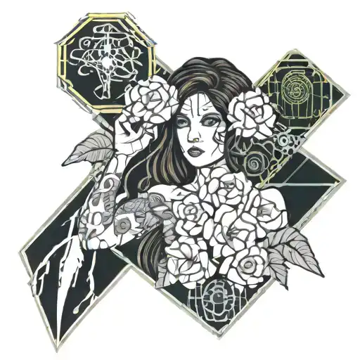 pierce the veil bride holding a bouquet tattoo design idea