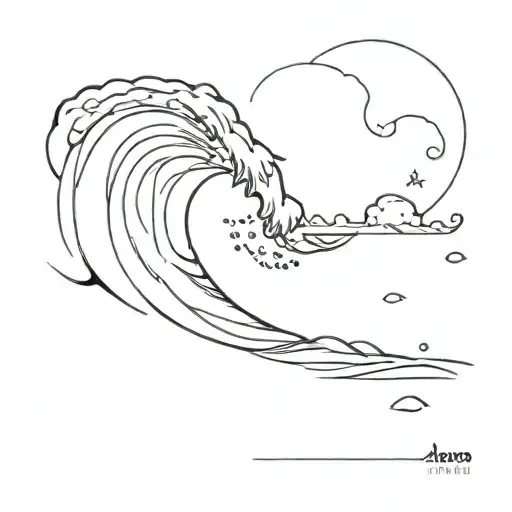 living in the ocean wave tattoo design idea