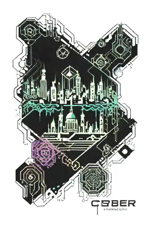 city scape scene tattoo design idea