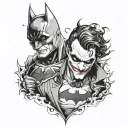 batman and joker fine line tattoo design idea