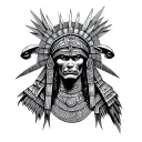 Aztec warrior with aliens tattoo design idea