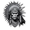 Aztec warrior with aliens tattoo design idea
