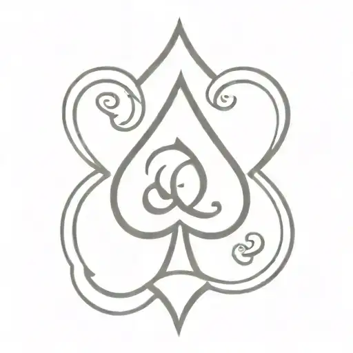 A simple ace of spades symbol with a Q in the middle tattoo design idea