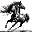 wild horse running, American plains in the back tattoo design idea