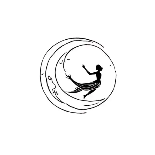 Moon and dance tattoo design idea