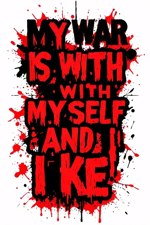 "My war is with myself and I ke" trash polka style tattoo tattoo design idea