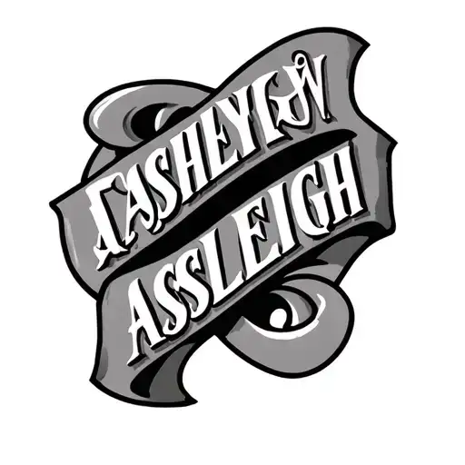 bold typography throat tattoo with name ASHLEIGH 3D tattoo design idea