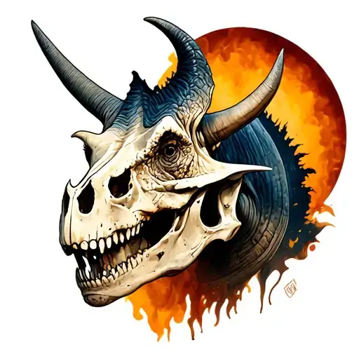 tattoo of a triceratops skull adorned tattoo design idea