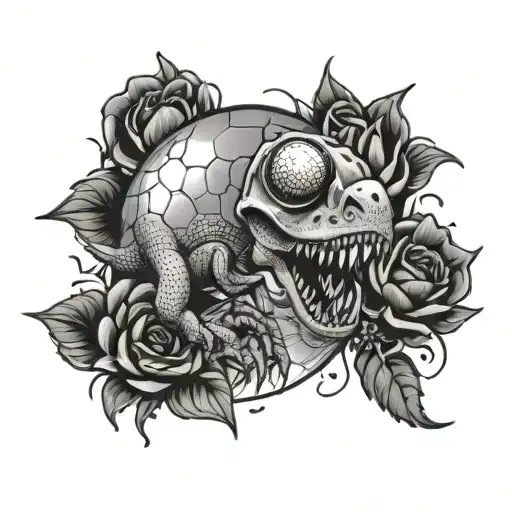 disco ball dinosaur flowers  tattoo design idea