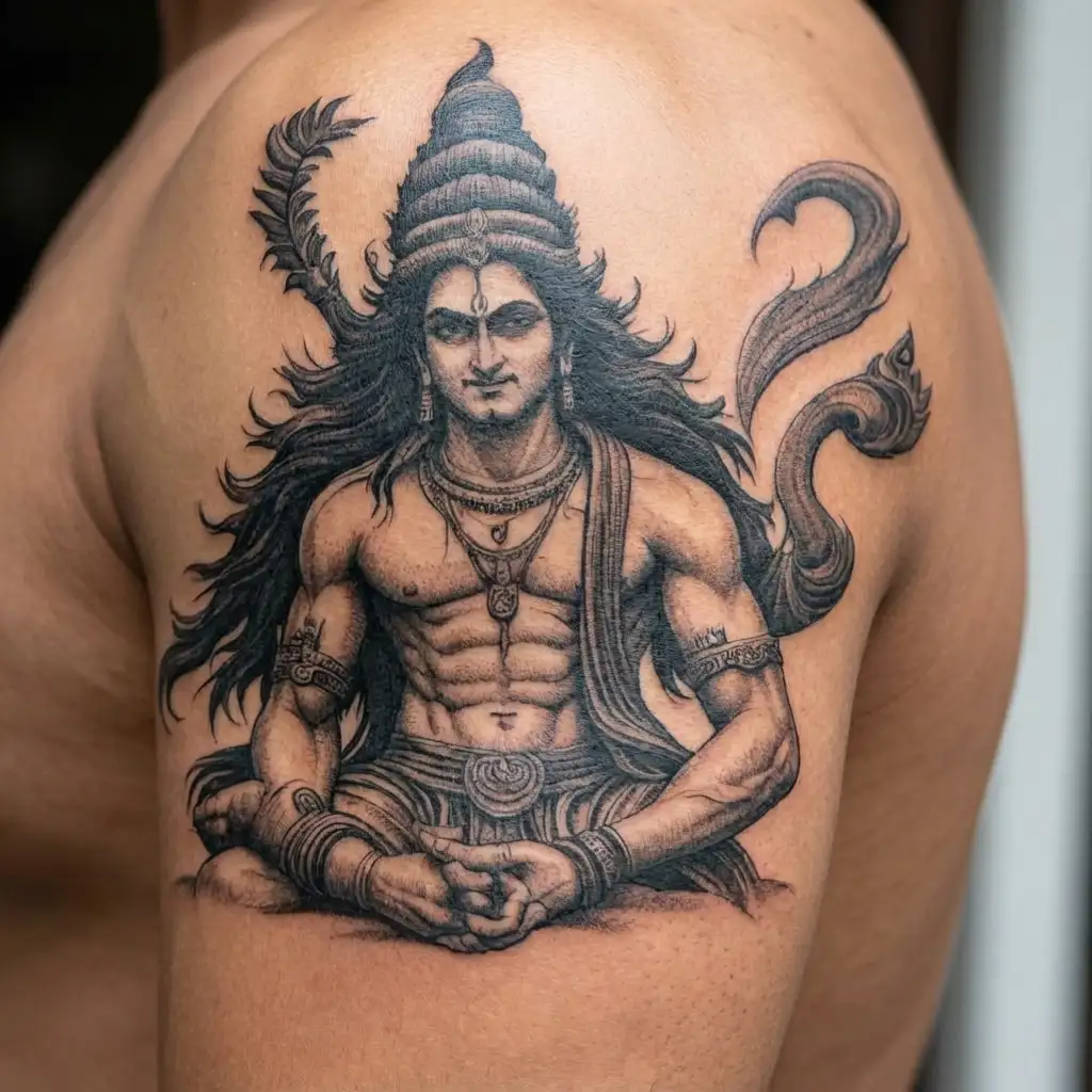 "Shiva with his anger avatar" Nepali tattoo design idea