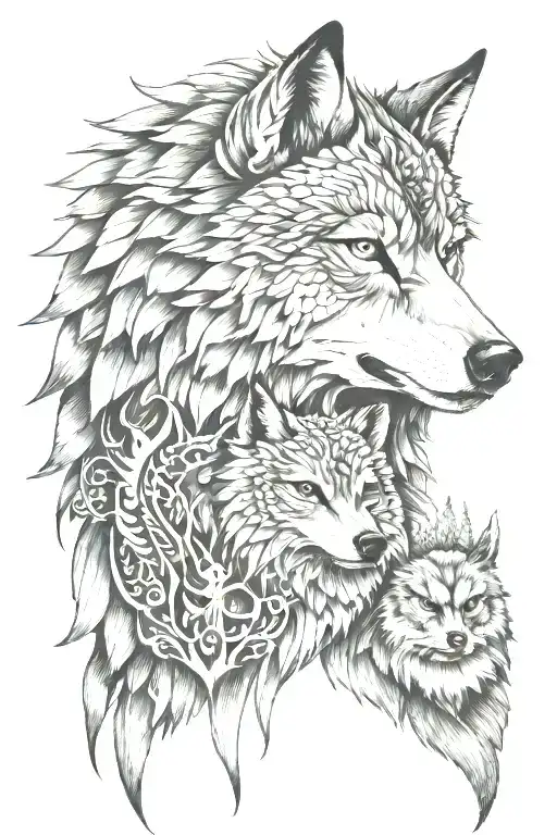 wolf bear owl tattoo design idea