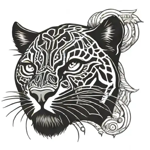 black  panther head tradtional american style tattoo design idea