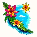 Hawaiian islands surrounded by the term ohana tattoo design idea