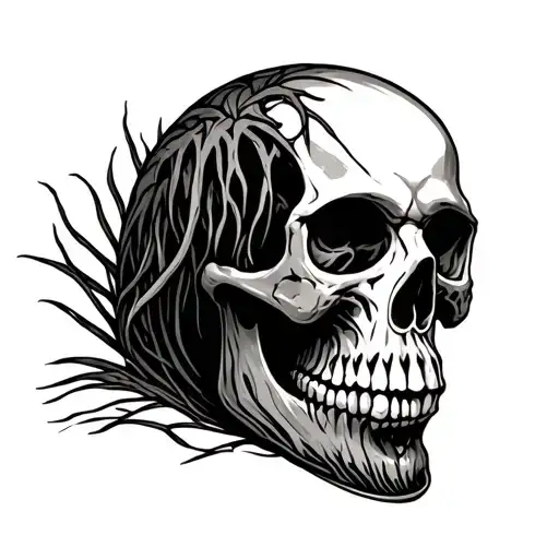 318 louisiana swamp skull tattoo design idea