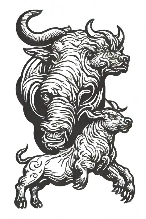 bull bear tattoo design idea