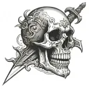 skull and dagger tattoo design idea