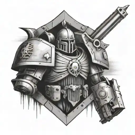 brotherhood of steel and warhammer 40k tattoo design idea