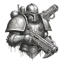 brotherhood of steel and warhammer 40k tattoo design idea