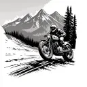 adventure motorcycle riding on nature and mountains tattoo design idea