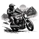 adventure motorcycle riding on nature and mountains tattoo design idea