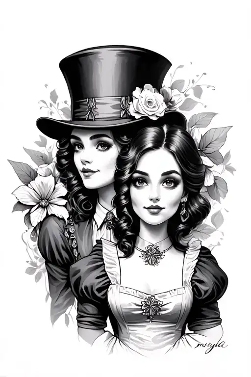 Maluco Hatter and Alice tattoo design idea