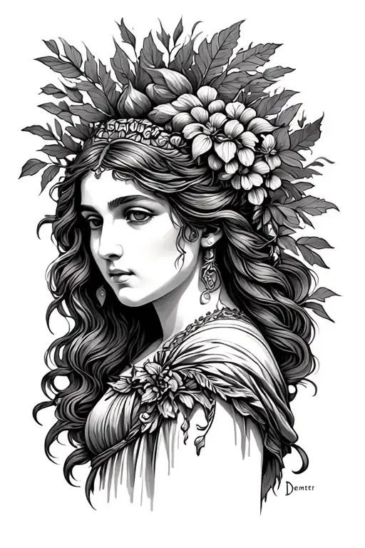 Demeter goddess of the harvest tattoo design idea