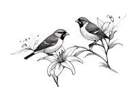 sparrows and Lillies tattoo design idea