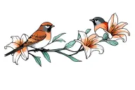 sparrows and Lillies tattoo design idea