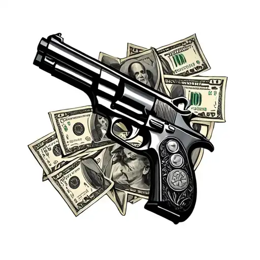 pabo escobar money gun tattoo design idea