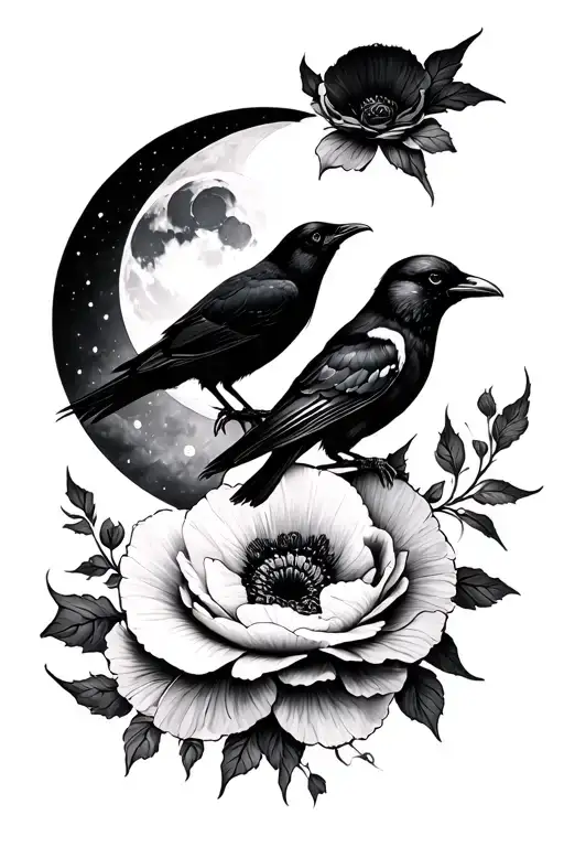 poppy mandela and crow moon made tattoo design idea