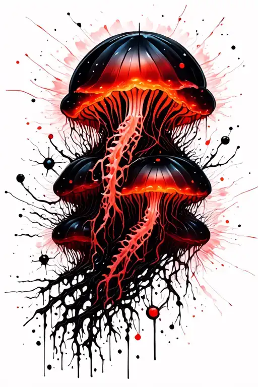 willow tree, jelly fish, serotonin molecule, bee hive tattoo design idea