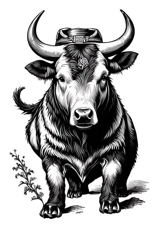 the bull and bear financial meaning in a Spanish theme tattoo design idea