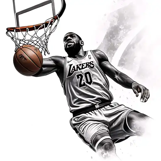 Lebron james dunking tattoo design idea