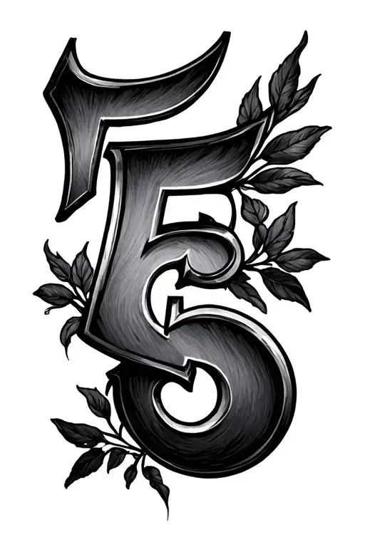 number 5 with the Greek mythology symbol for love tattoo design idea